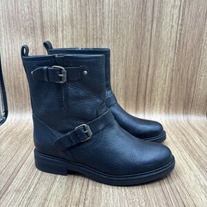 J. Crew Women’s 6 M Black Leather Moto Biker Riding Combat Buckle Boots A9809